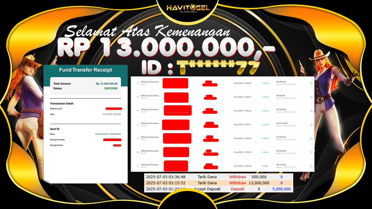 HAVITOGEL – JP WILD BOUNTY  SHOWDOWN SEBESAR RP 13.000.000,-