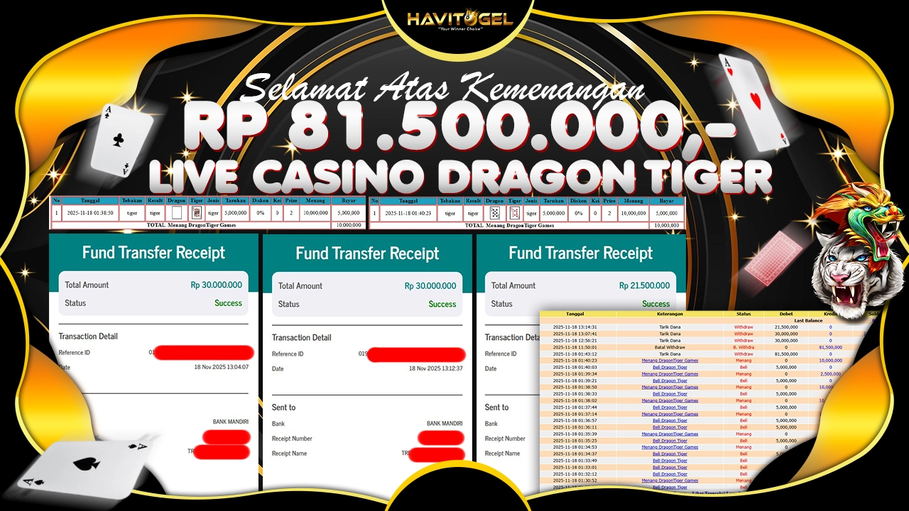 HAVITOGEL – “Oops! BOCOR” KENA BOOM LIVE CASINO DRAGON TIGER JP RP 81.500.000,-