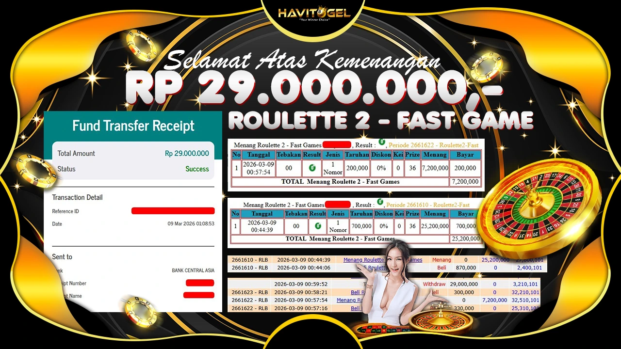 HAVITOGEL – BULAN MENUJU LEBARAN PENUH KEJUTAN, JP ROULETTE FAST GAME RP 29.000.000,-